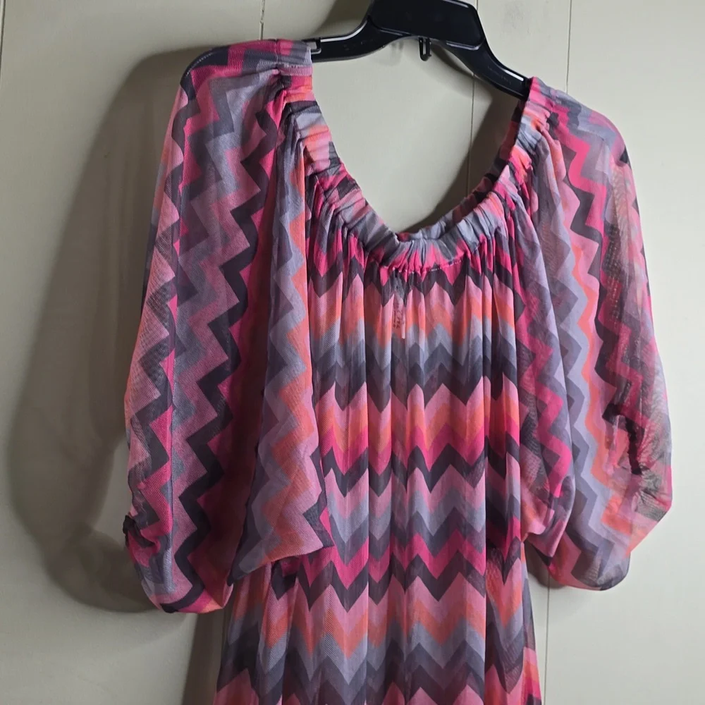 Pink and Gray Chevron Women's Dress La GuGu Medium - Picture 5 of 8